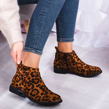 Черевики з леопардовим принтом на плоских підборах Khloe - Взуття