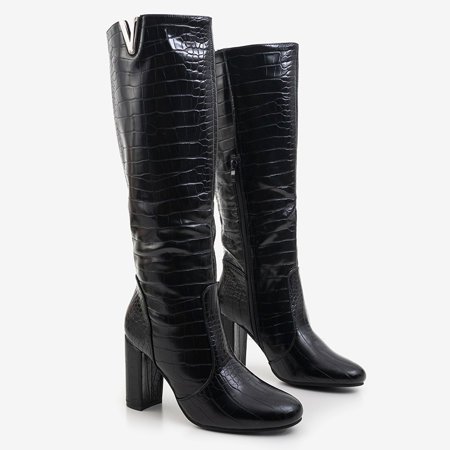 Чорні жіночі чоботи з тисненням Leocritia - Взуття