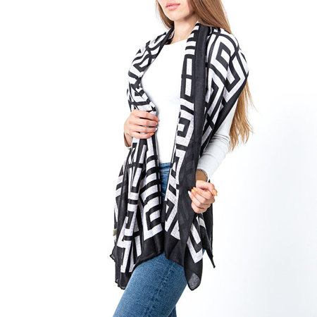 Чорно-білий жіночий шарф з візерунком