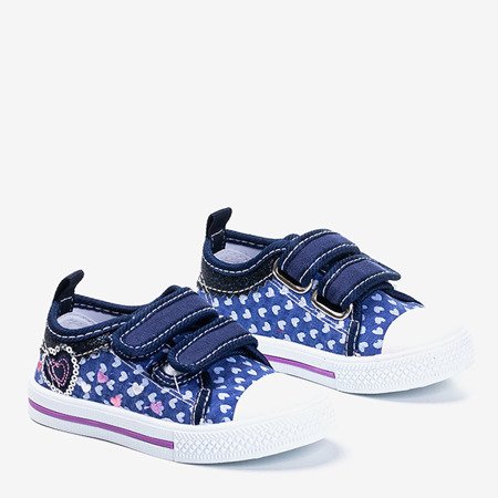 Дитячі темно-сині кросівки Jacura з сердечками - Взуття