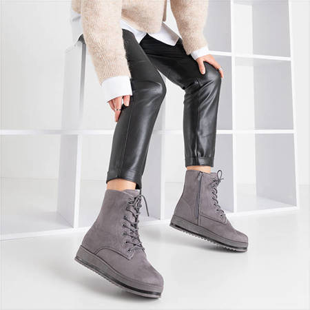 Сірі зимові черевики на шнурівці Nidym - Взуття