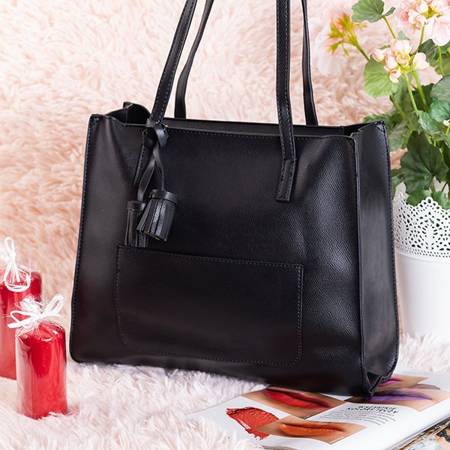 Жіноча чорна сумка з бахромою - Сумочки