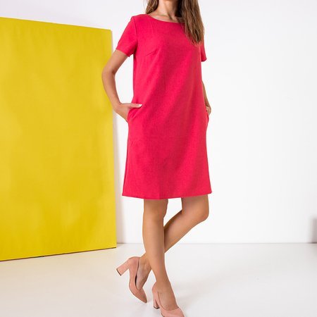 Жіноча сукня кольору фуксія з кишенями