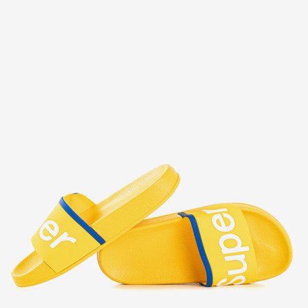 Жовті дитячі тапочки з написом Super - Взуття