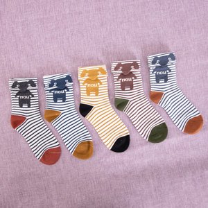 5 шт. / Упак. Різнокольорові смугасті шкарпетки для дітей - Шкарпетки