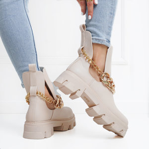 Бежеві жіночі черевики з ланцюжком Tenkay - Взуття