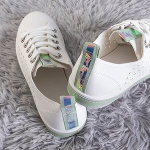 Білі жіночі кросівки з зеленими вставками Kowen