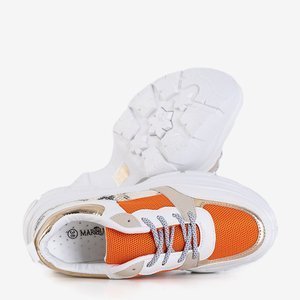 Біло-помаранчеві жіночі кросівки з тваринним принтом Erwina - Взуття
