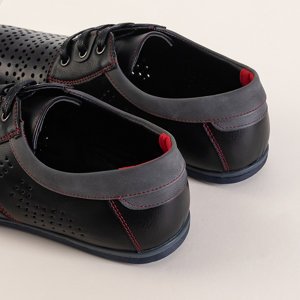 Чорне чоловіче взуття з червоною ниткою Iona