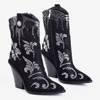 Чорні ажурні ковбойські черевики з фіанітами Mystrias - Взуття