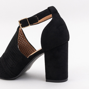 Чорні ажурні жіночі босоніжки на стовпі Kaho - Взуття