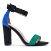 Чорні босоніжки на пості з зеленим ремінцем і блакитним каблуком Denice - Взуття 1