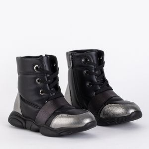 Чорні дитячі черевики зі сріблястими вставками Kaliaso