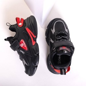 Чорні дитячі кросівки з червоними елементами Pella