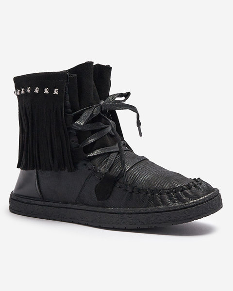 Чорні жіночі черевики з бахромою Medisal