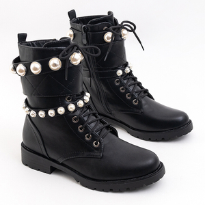 Чорні жіночі черевики з перлами Chocci 