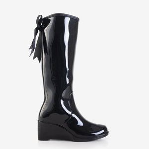 Чорні жіночі гумові чоботи на танкетці Genofa - Взуття