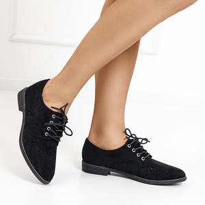 Чорні жіночі туфлі на шнурівці Soberin