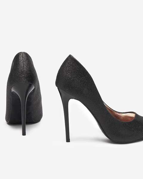 Чорні жіночі туфлі з блискітками на високих підборах Neciso