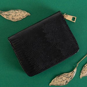 Чорний жіночий гаманець з текстурою під шкіру змії