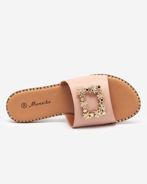 Елегантні рожеві жіночі тапочки із золотим орнаментом Meriso - Взуття