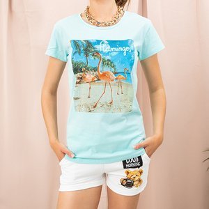 М'ятна жіноча футболка з фламінго (Туреччина)