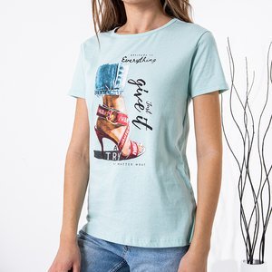 М’ятна жіноча футболка з принтом