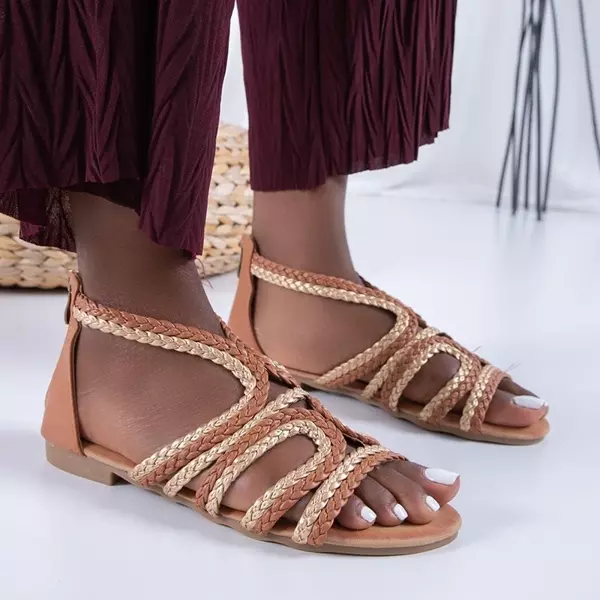 OUTLET Бежеві жіночі шкіряні босоніжки від Frodita - Взуття