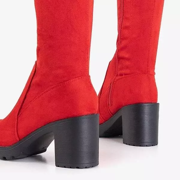 OUTLET Червоні жіночі черевики за колінах на підборах Tomira - Взуття
