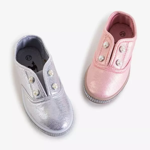 OUTLET Рожеві дитячі слипони на кросівках з перлинами Merin - Взуття