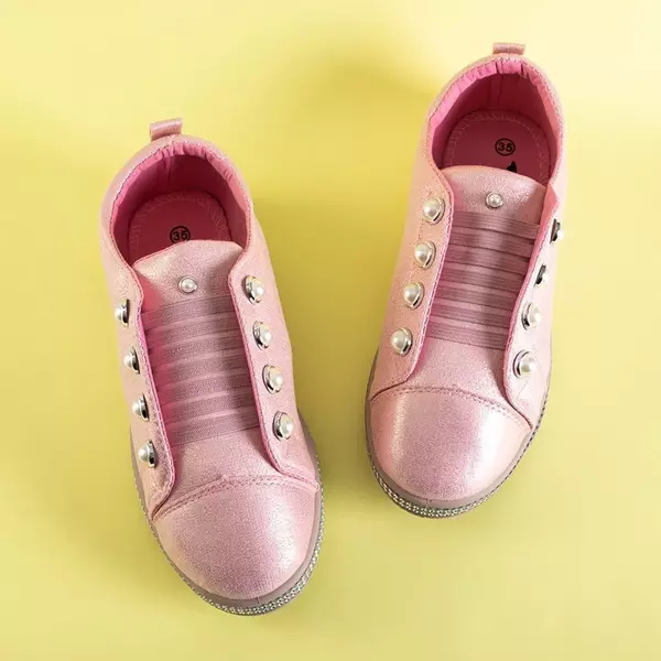 OUTLET Рожеві дитячі сліпони з перлами Merina - Взуття
