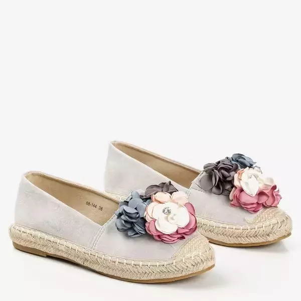 OUTLET Сірі еспадрільї з квітами Фанді - Взуття