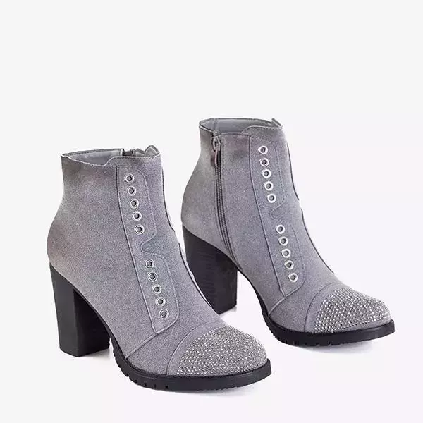 OUTLET Сірі жіночі ботильйони з прикрасами Valor - Взуття