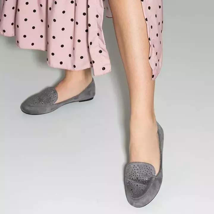 OUTLET Сірі жіночі мокасини з фіанітом Felisa - Взуття