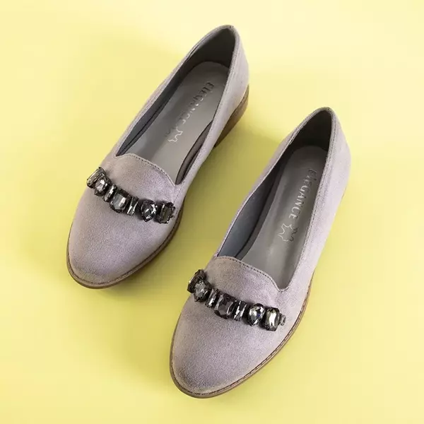 OUTLET Сірі жіночі мокасини з прикрасами Unisea - Взуття