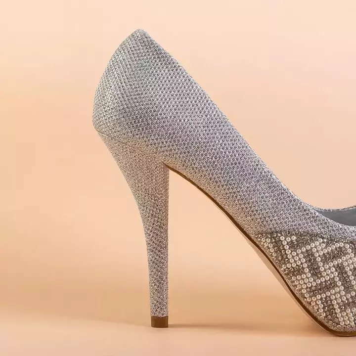 OUTLET Срібні блискучі туфлі на підборах Cecile - Взуття