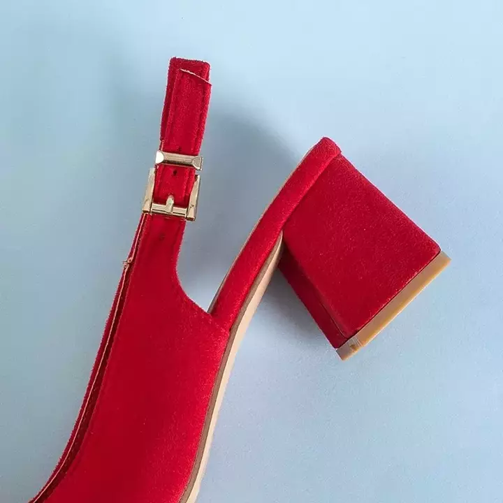 OUTLET Жіночі червоні еко-замшеві босоніжки на стовпі Panella - Взуття