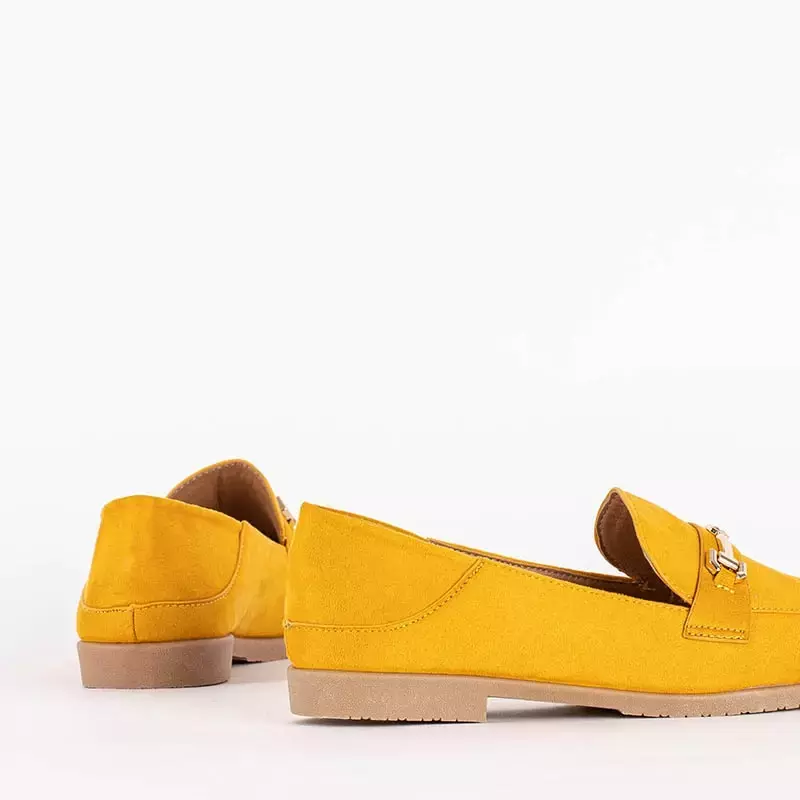 OUTLET Жіночі екозамшеві мокасини жовтого кольору з декором Lemik - Взуття