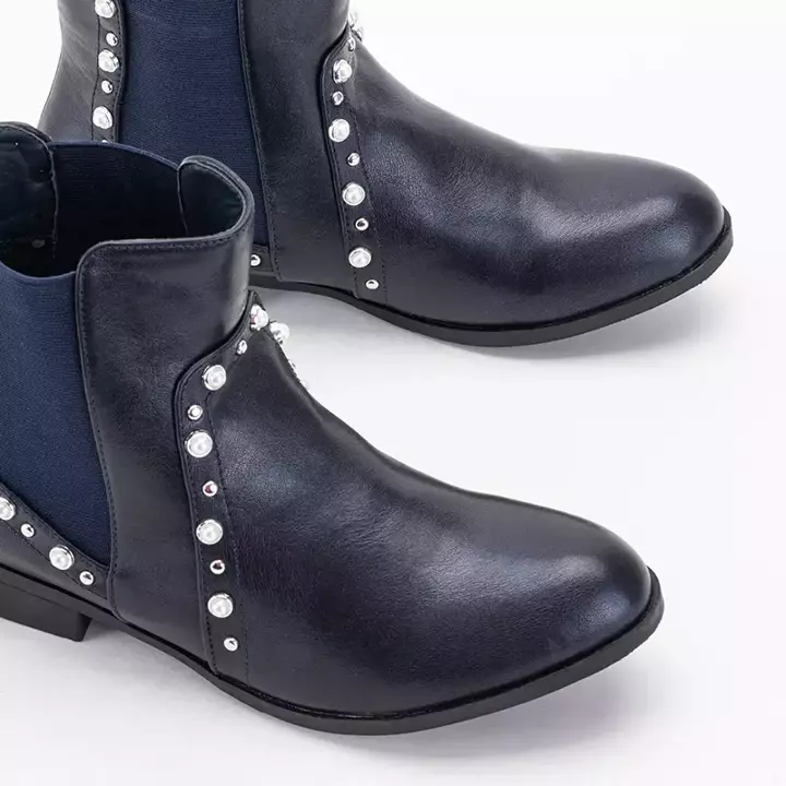 OUTLET Жіночі темно-сині чоботи з перлами Natasia - Взуття