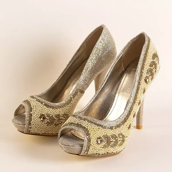 OUTLET Золоті блискучі туфлі на шпильці Marni - Туфлі