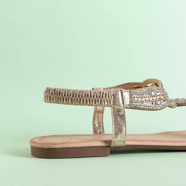 OUTLET Золоті жіночі босоніжки з фіанітами Sicylia - Взуття