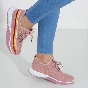 Рожеві жіночі кросівки з кольоровими смужками Lutia