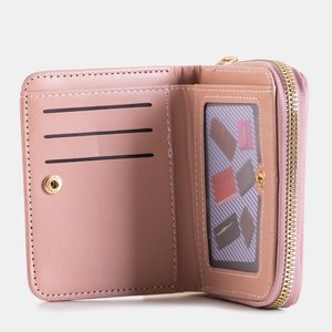 Рожевий жіночий гаманець з написом та оздобленням