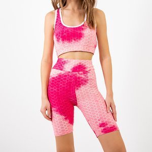 Рожевий жіночий спортивний комплект в стилі tie dye