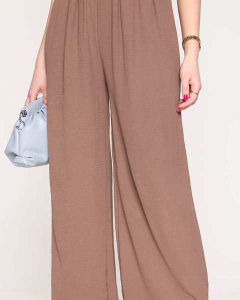 Широкі жіночі брюки палаццо коричневого кольору - Одяг