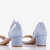 Сині жіночі босоніжки на низькій посаді First Love - Взуття 1