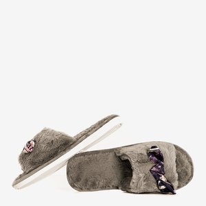 Сірі жіночі тапочки з хутром Worren - Взуття