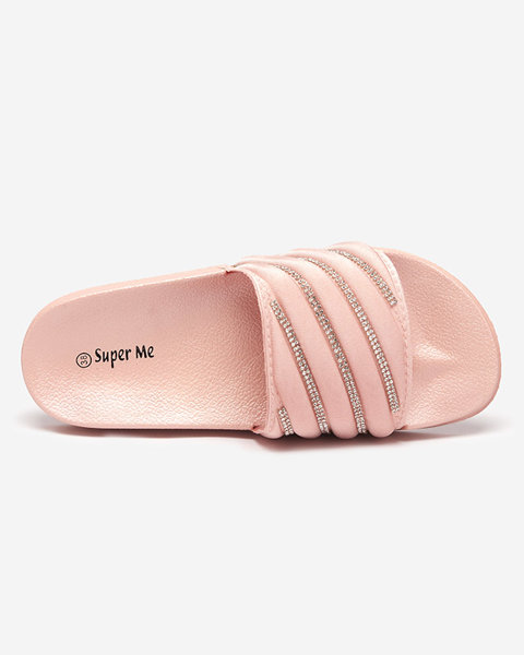 Світло-рожеві жіночі тапочки з фіанітом Mytaris - Взуття