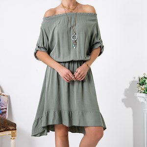 Темно-зелена асиметрична жіноча сукня