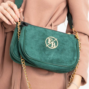 Темно-зелена жіноча сумка з аксесуарами